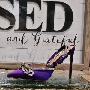 Steve Madden Viable Purple Satin with Rhinestone Bow Wmns Sz 7